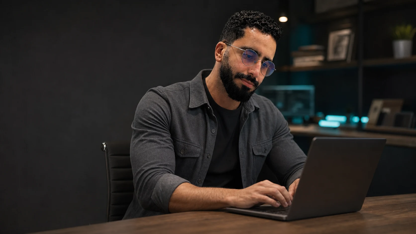 Ayoub Benabid, founder of Aprodigy, working on his laptop